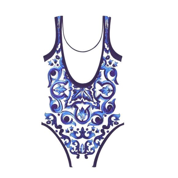 NWOT DOLCE & GABANA BABY MAJOLICA- PRINT ONE PIECE SWIMSUIT 3/6M - Picture 4 of 11
